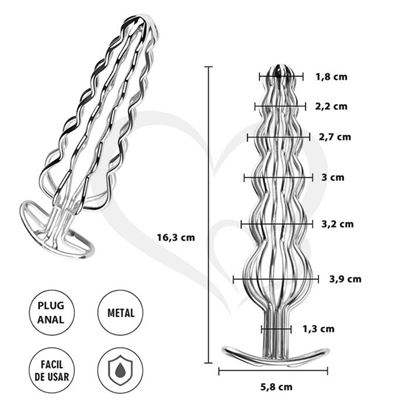 Plug anal metalico hueco de seis bolas